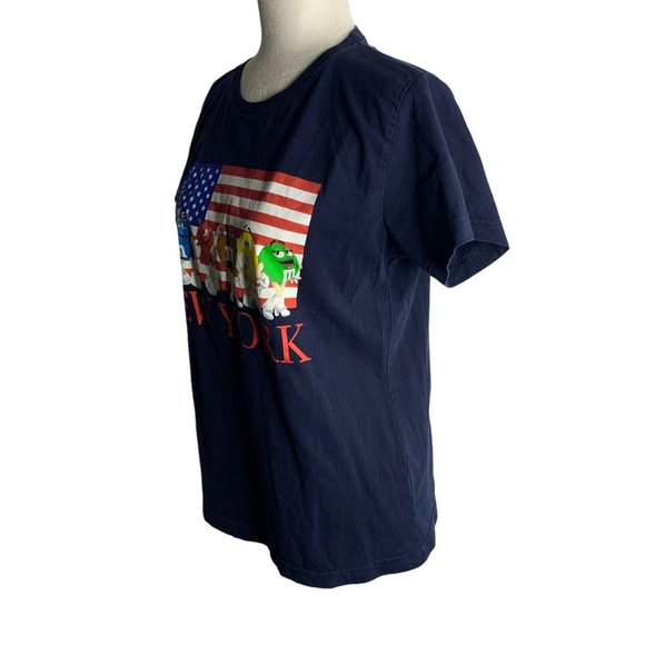 M&Ms New York Crewneck T Shirt L Blue Short Sleeves Snack Tee American Flag - Picture 3 of 6
